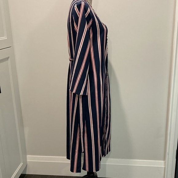 BLEUH Ciel Blue & Red Striped Duster Jacket Medium - Picture 9 of 16